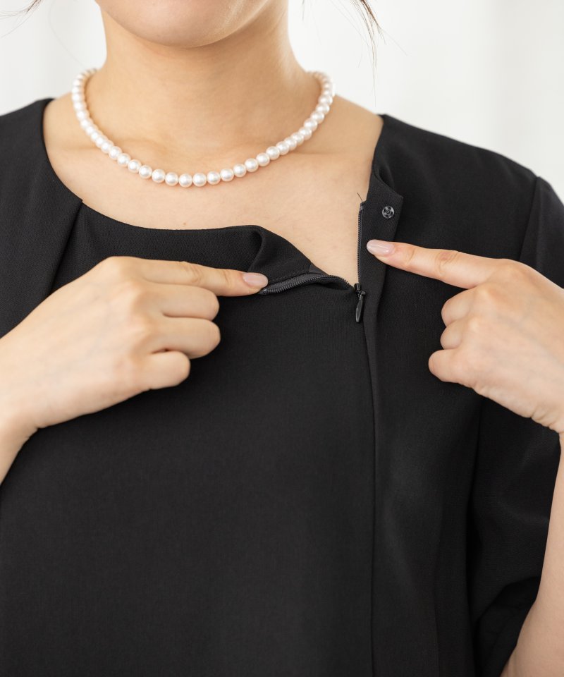 【授乳・マタニティ】ノーカラーカラーボレロジャケット&前開きロング丈ワンピース/M(9号)