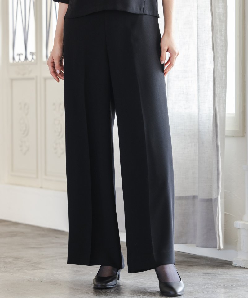 Vネックジャケット&ベーシックブラウス&ワイドパンツ3ピーススーツ/M(9号)