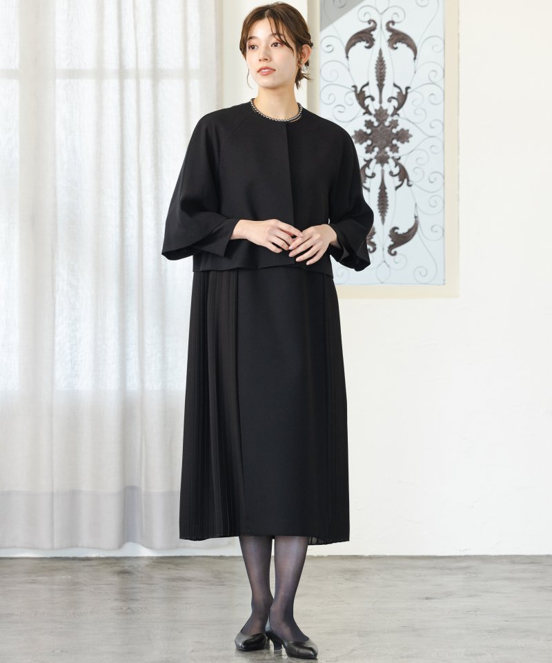 カレット　フリーサイズ・コクーンショートジャケット&プリーツワンピース/L(11号)