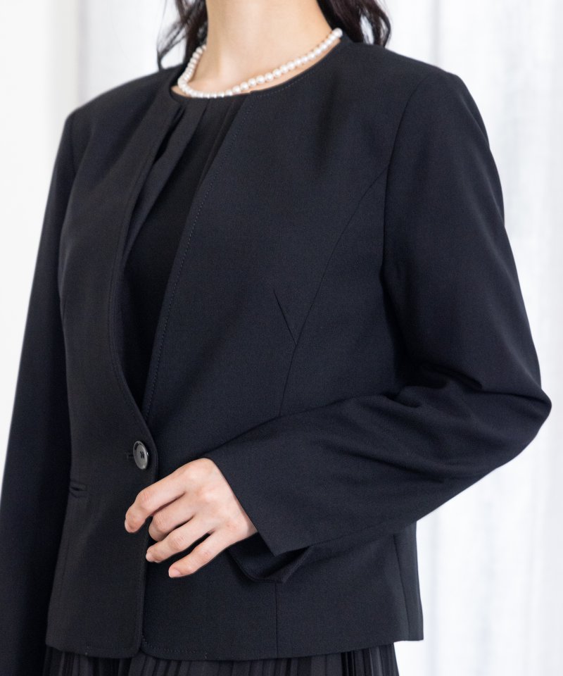 1つボタンVネックジャケット&ブラウス&シフォンプリーツスカート3ピーススーツ/M(9号)
