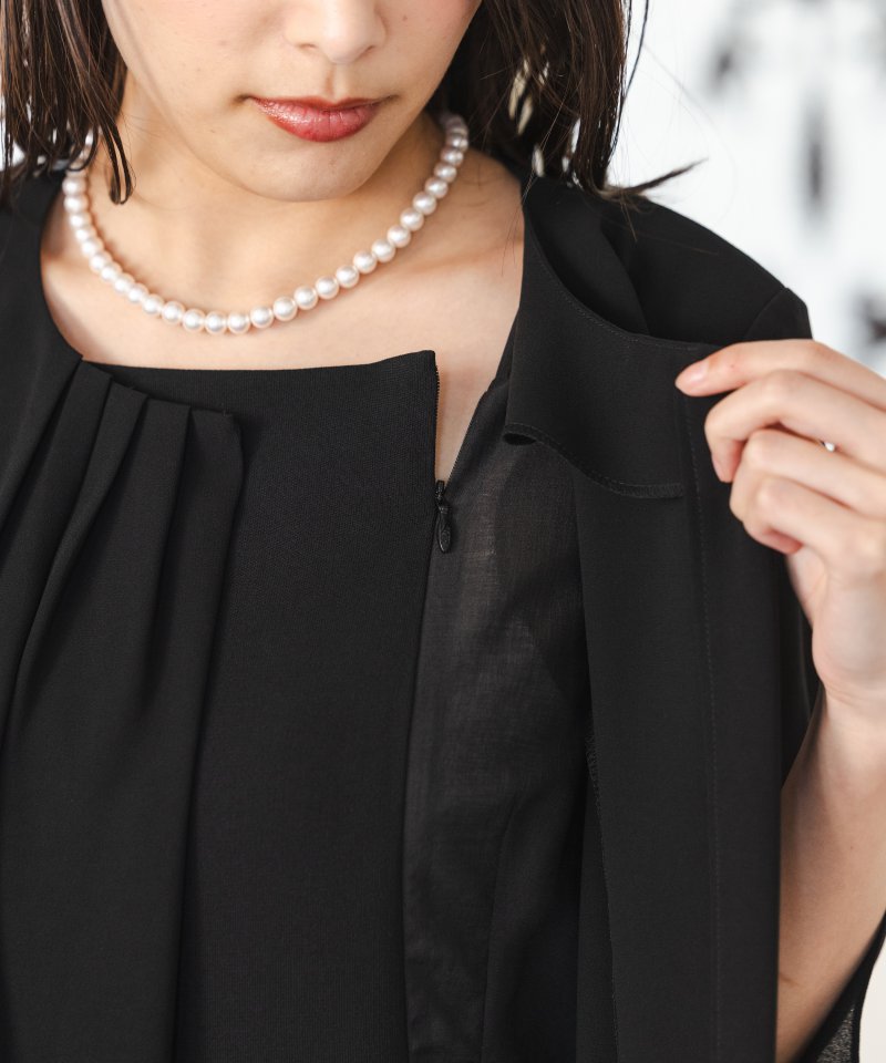 ユキコキミジマ　ペプラムプリーツジャケット&ブラウス風セットアップワンピース/M(9号)