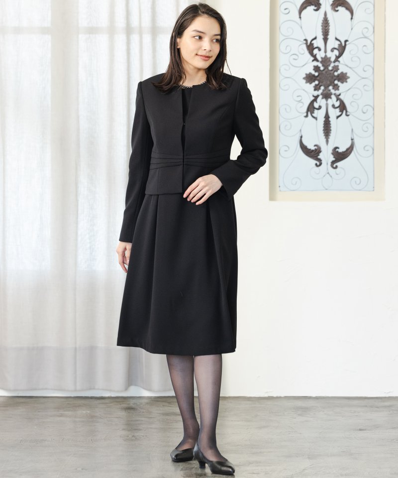 プリーツデザインジャケット&ベーシックワンピース/M(9号)