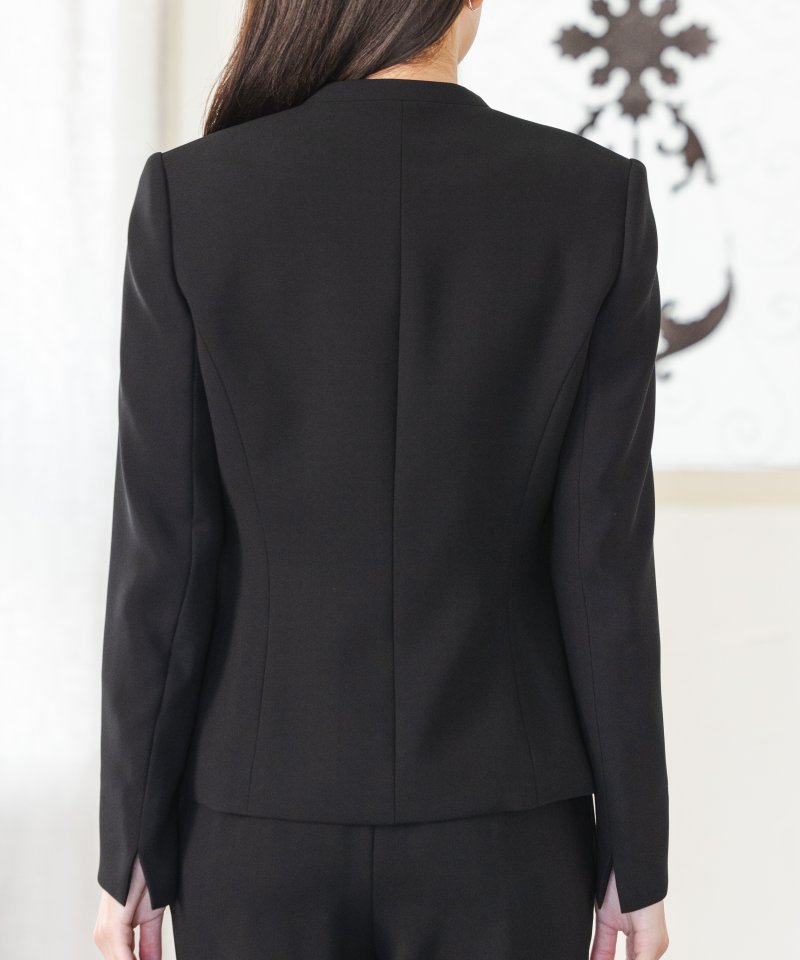 【ショートサイズ】Vネックジャケット&ベーシックブラウス&テーパードパンツ3ピース/L(11号)