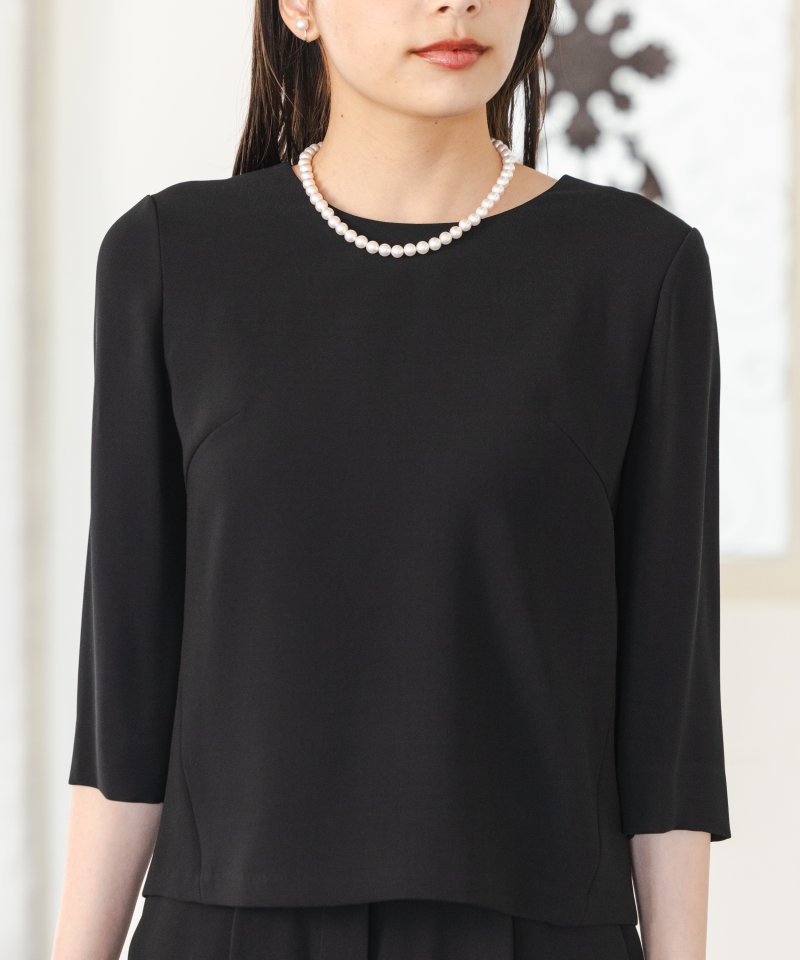 【ショートサイズ】Vネックジャケット&ベーシックブラウス&テーパードパンツ3ピース/L(11号)