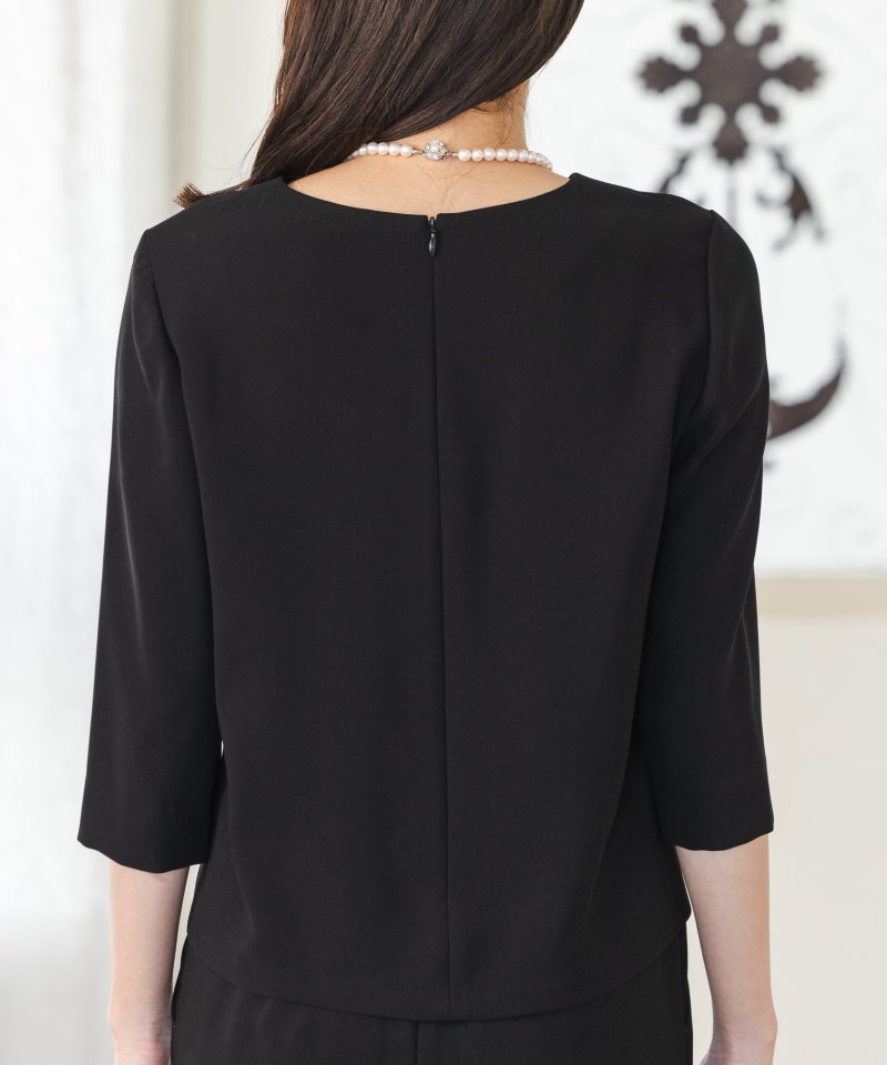 【ショートサイズ】Vネックジャケット&ベーシックブラウス&テーパードパンツ3ピース/L(11号)