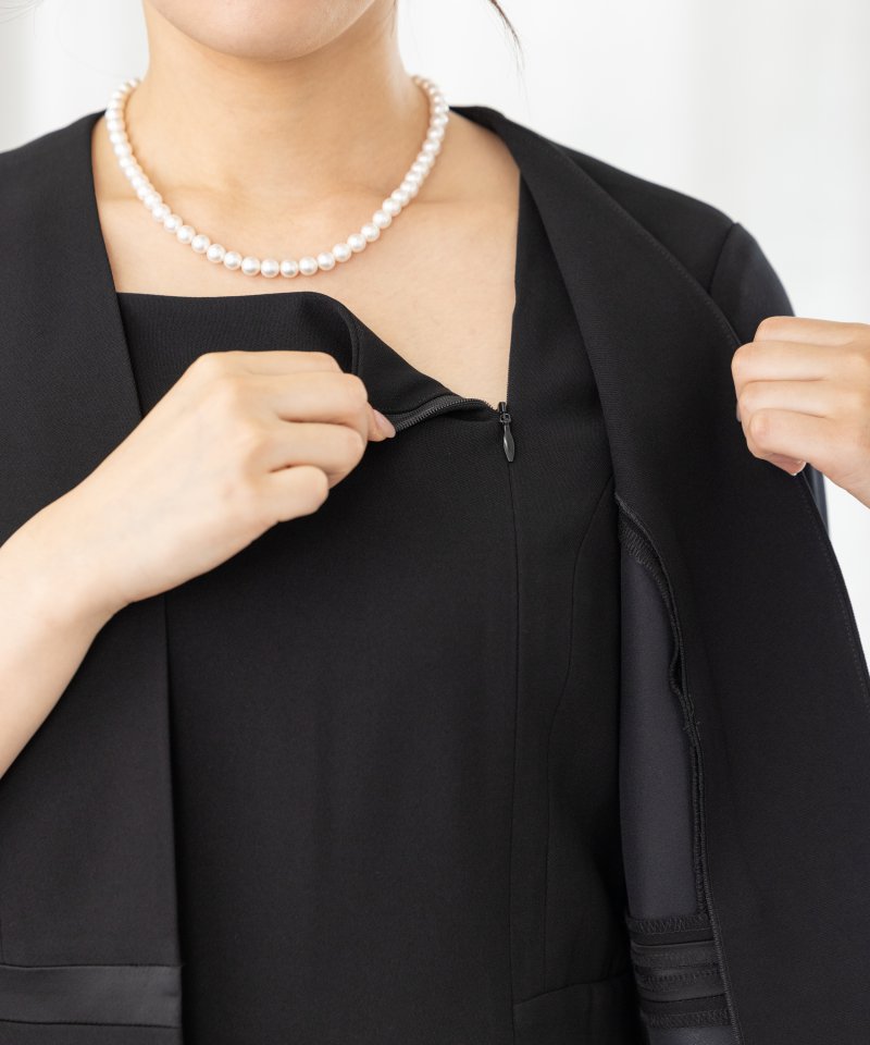 ストレッチバラシャ・サテンラインボレロワンピース/M(9号)