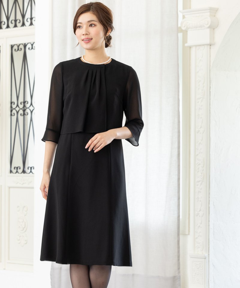 プチハイネック・ドレープブラウスワンピース/M(9号)