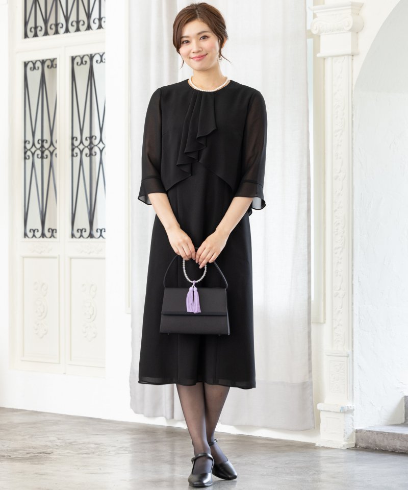 ラッフルフリル・ドレープワンピース/M(9号)