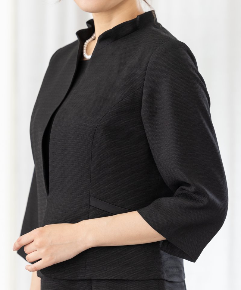 織柄フリルネックワンピース/M(9号)