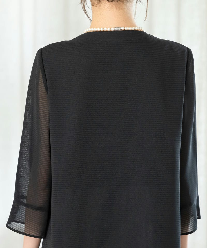 「絽」ボーダーレイヤード風ワンピース/M(9号)