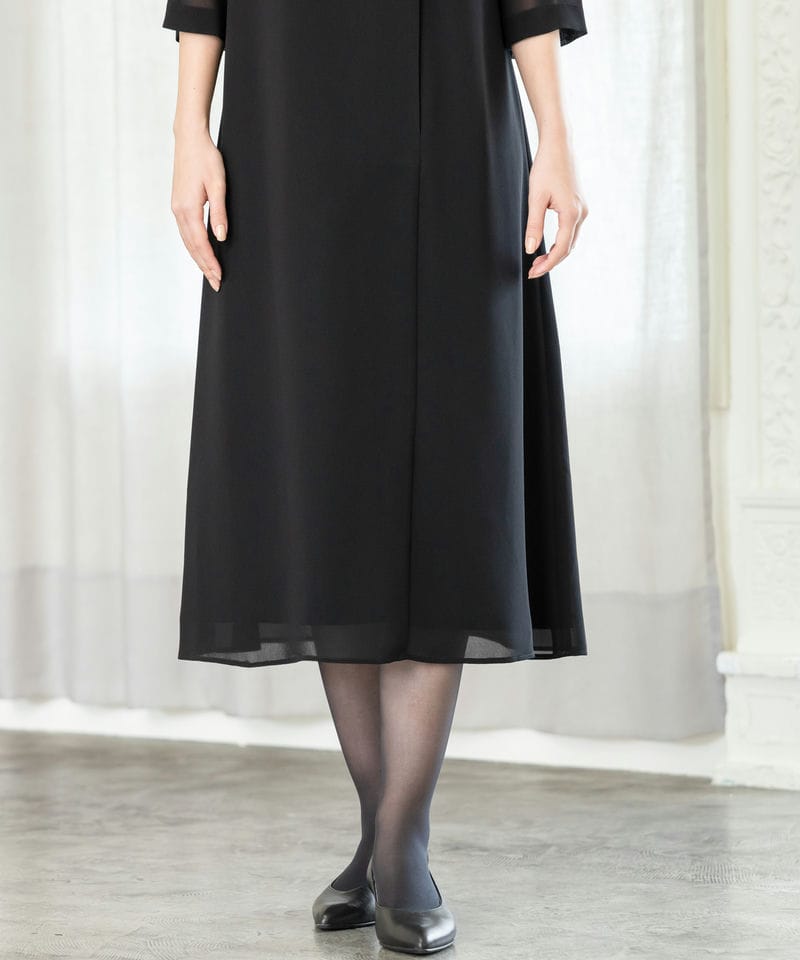 縮緬フリルジョーゼットワンピース/M(9号)