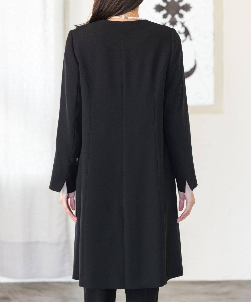 【春秋用】ノーカラーミドルコート/M(9号)