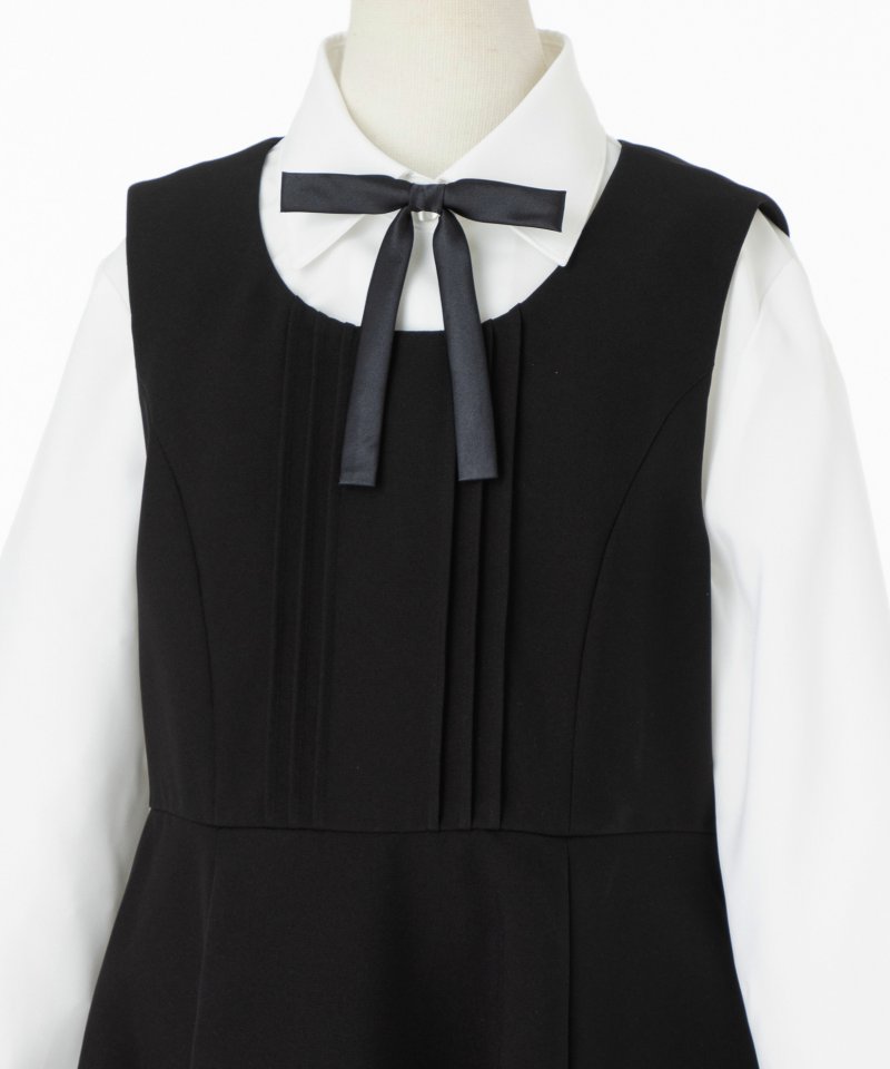 ショパン【キッズ】リボン付きブラウス&ピンタックAラインワンピース/150㎝ ショパン【キッズ】リボン付きブラウス&ピンタックAラインワンピース/150㎝