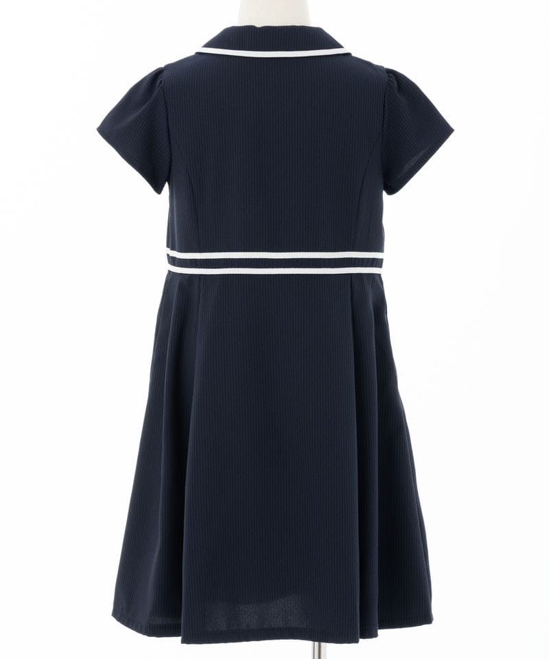 ショパン【キッズ】半袖ポロ風ワンピース　ネイビー/130㎝