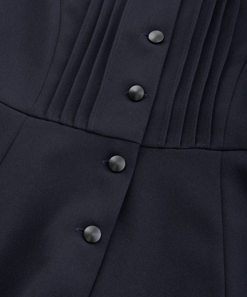 ショパン【キッズ】半袖ピンタックワンピース　ダークネイビー/140㎝