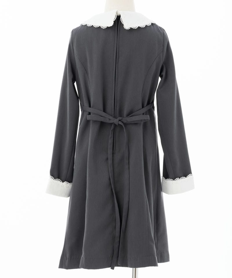 キャサリンコテージ【キッズ】長袖スカラップ襟ワンピース グレー/130㎝ キャサリンコテージ【キッズ】長袖スカラップ襟ワンピース グレー/130㎝