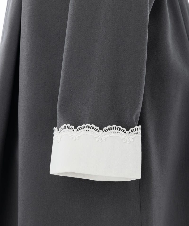 キャサリンコテージ【キッズ】長袖スカラップ襟ワンピース グレー/130㎝ キャサリンコテージ【キッズ】長袖スカラップ襟ワンピース グレー/130㎝