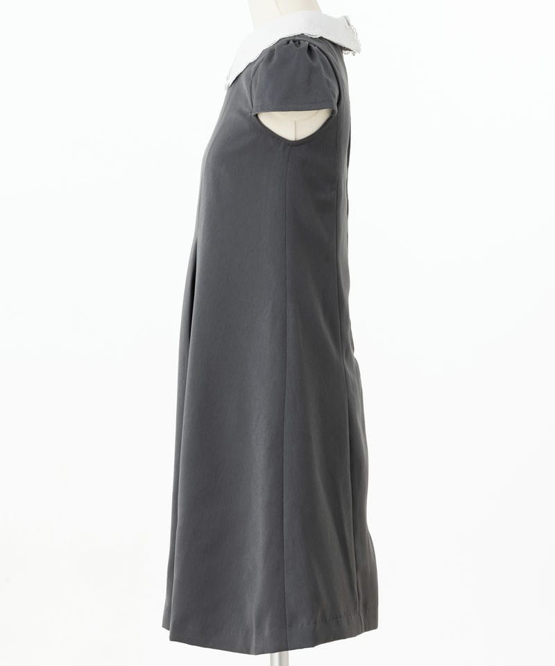 キャサリンコテージ【キッズ】半袖スカラップ襟ワンピース グレー/140㎝ キャサリンコテージ【キッズ】半袖スカラップ襟ワンピース グレー/140㎝