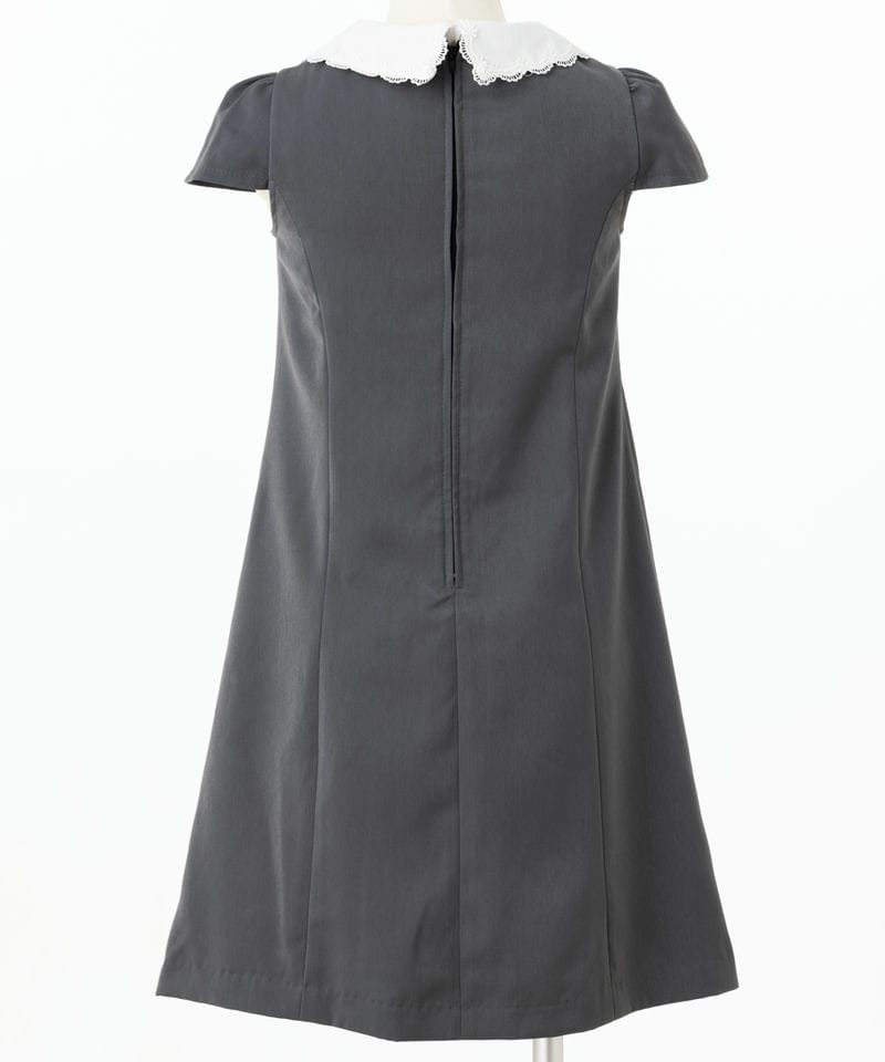 キャサリンコテージ【キッズ】半袖スカラップ襟ワンピース グレー/140㎝ キャサリンコテージ【キッズ】半袖スカラップ襟ワンピース グレー/140㎝