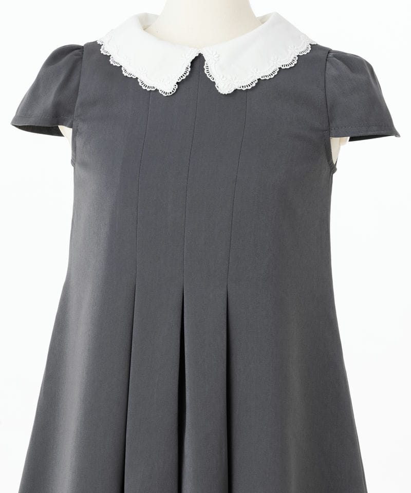 キャサリンコテージ【キッズ】半袖スカラップ襟ワンピース グレー/140㎝ キャサリンコテージ【キッズ】半袖スカラップ襟ワンピース グレー/140㎝
