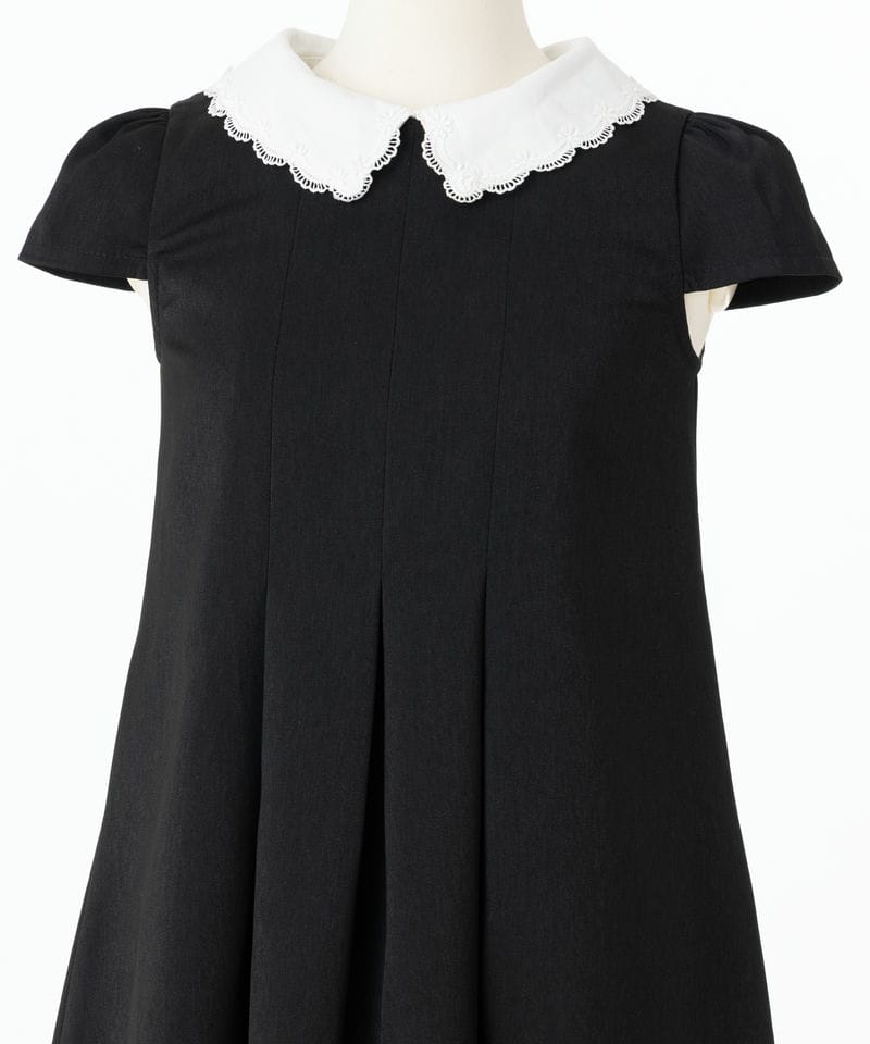 キャサリンコテージ【キッズ】半袖スカラップ襟ワンピース ブラック/140㎝ キャサリンコテージ【キッズ】半袖スカラップ襟ワンピース ブラック/140㎝