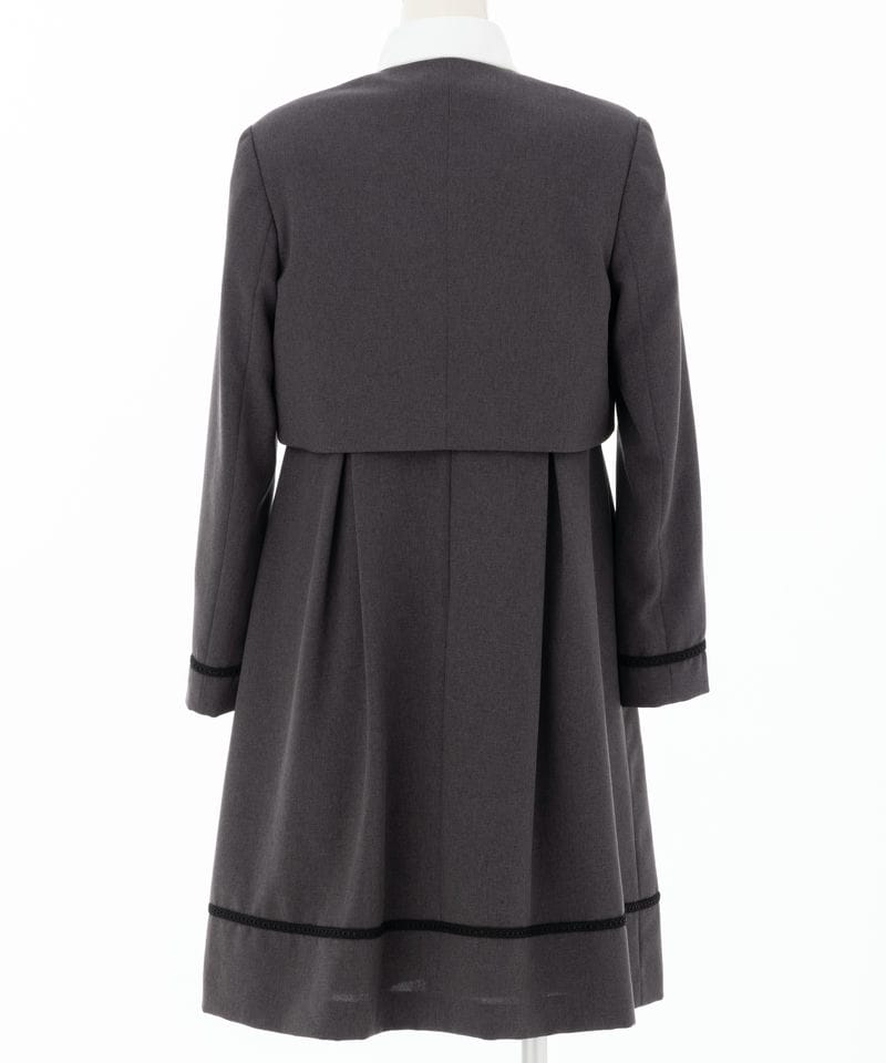 【キッズ】ブラウス&ボレロ付ジャンパースカート　グレー/150㎝