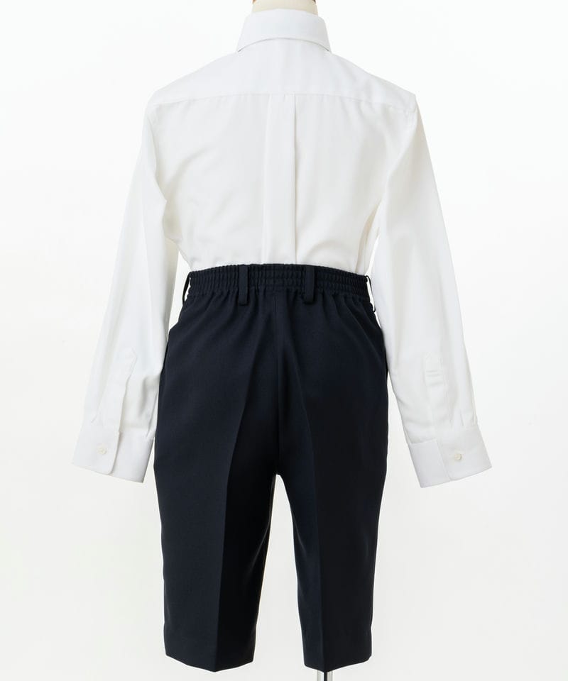 【キッズ】ネクタイ付・長袖シャツ&ハーフパンツ　ネイビー/130㎝