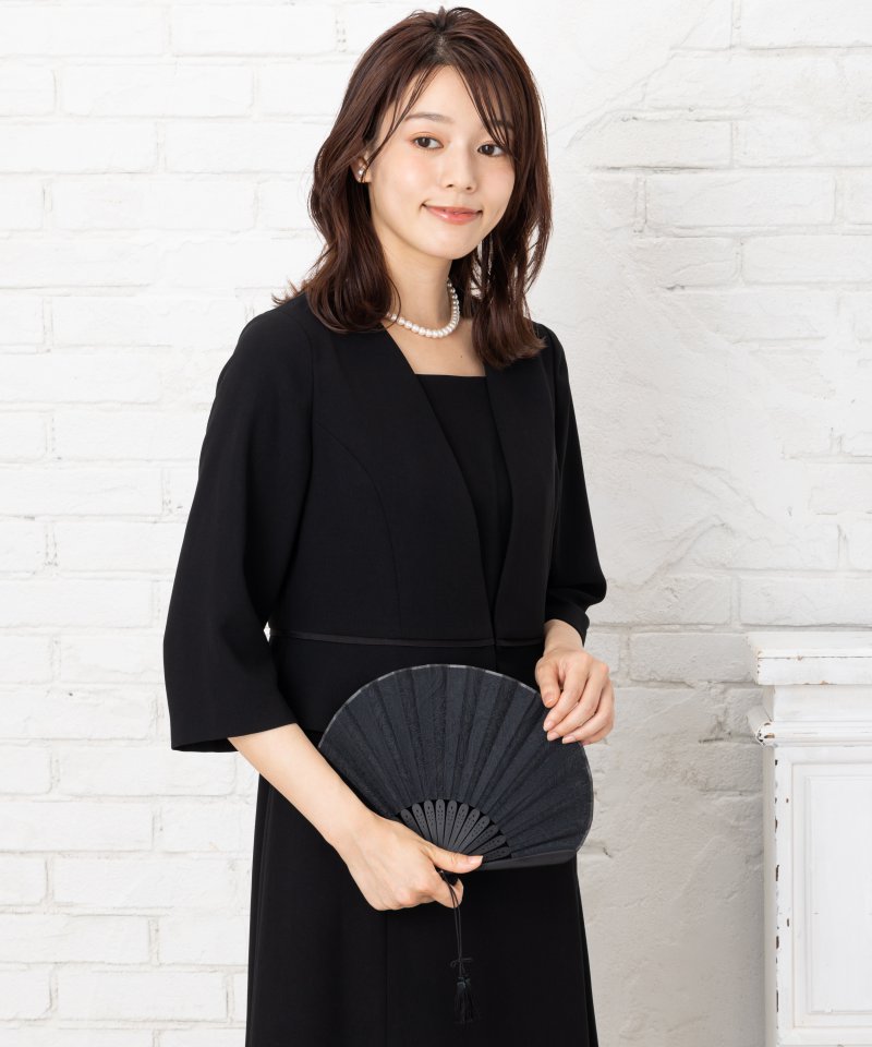 ペイズリー模様の房付きブラックフォーマル扇子