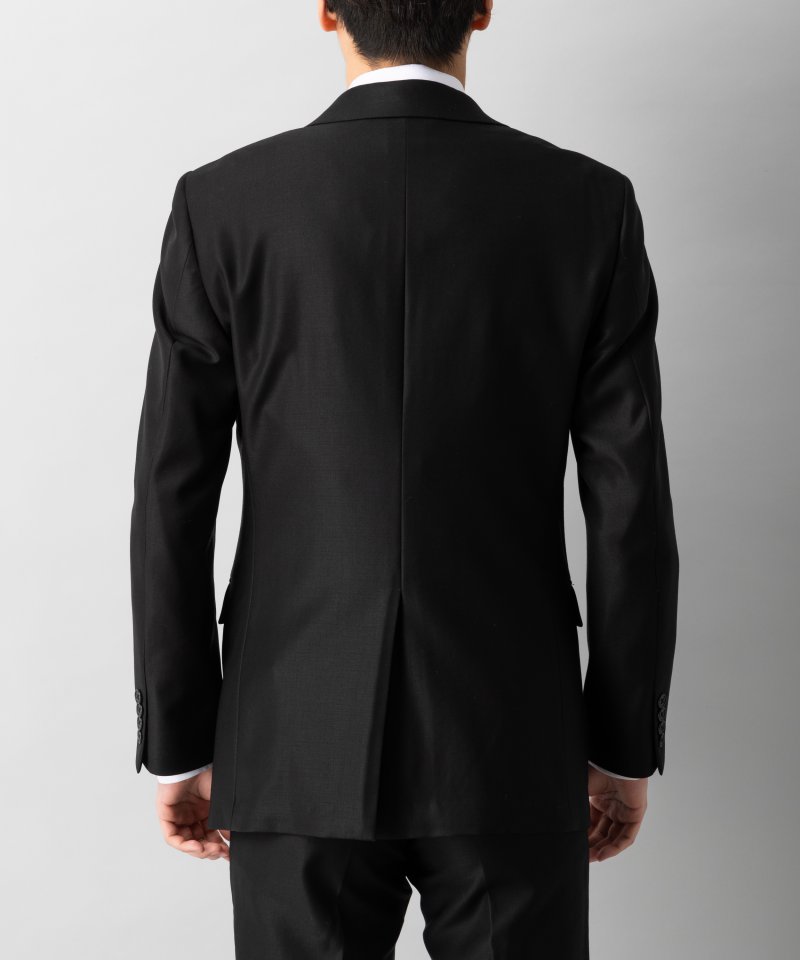 【メンズ通年喪服7点セット】濃染ウール100・2Bシングルスーツ&小物5点セット/AB7