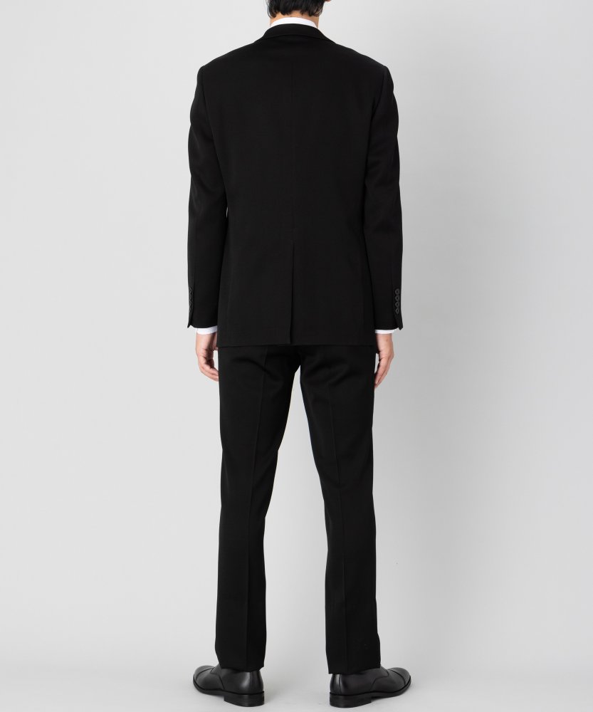 【メンズ準喪服7点セット】濃染TX・スリムフィットノータックスーツ&小物5点セット/BB7