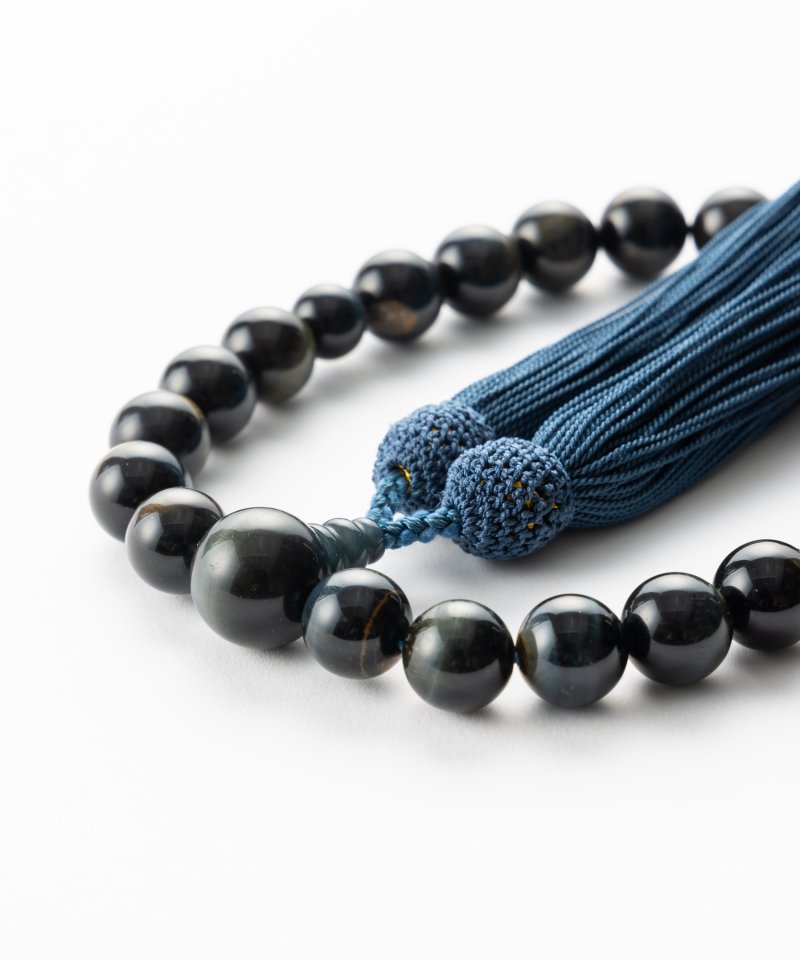 【メンズ】青虎眼石・天然石念珠 ネイビー 【メンズ】青虎眼石・天然石念珠 ネイビー