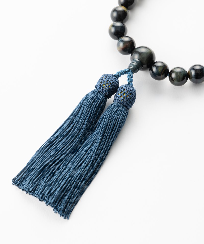 【メンズ】青虎眼石・天然石念珠 ネイビー 【メンズ】青虎眼石・天然石念珠 ネイビー