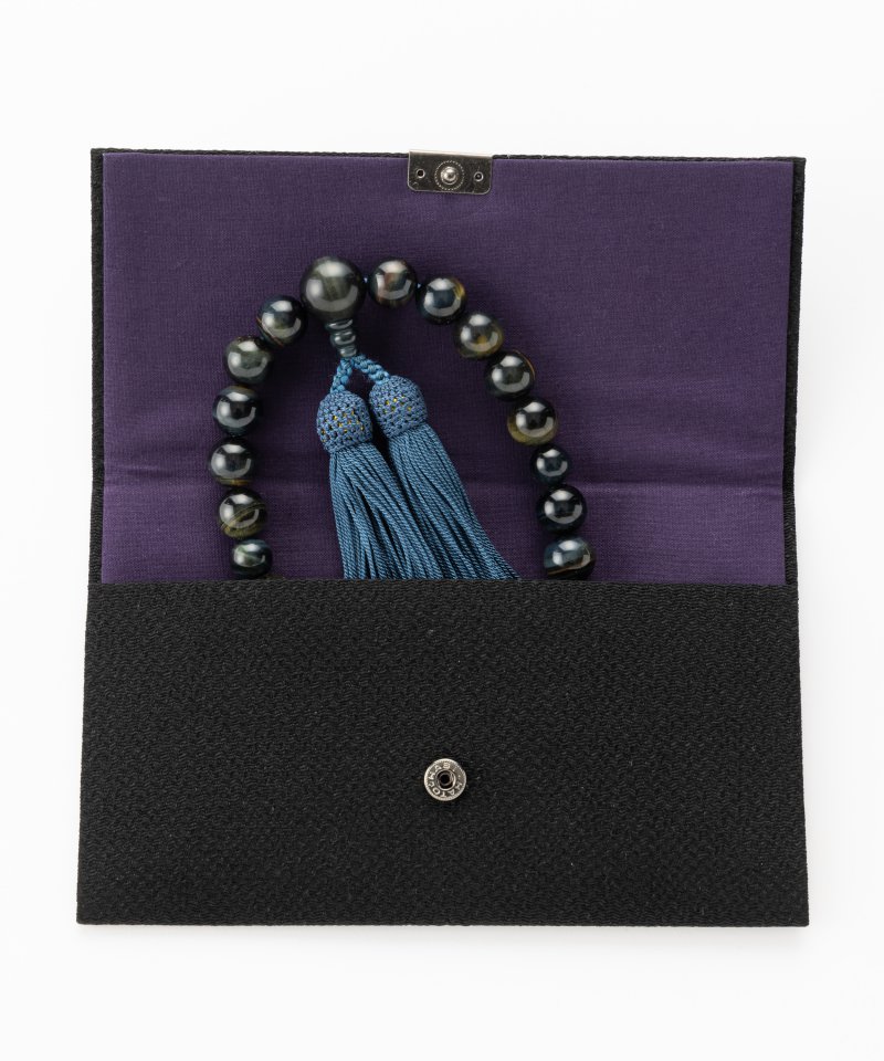 【メンズ】青虎眼石・天然石念珠 ネイビー 【メンズ】青虎眼石・天然石念珠 ネイビー