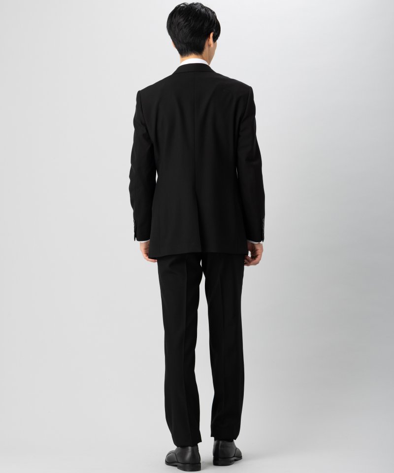 【メンズ準喪服3点セット】Super100’s濃染スリムスーツ&ネクタイセット/A5