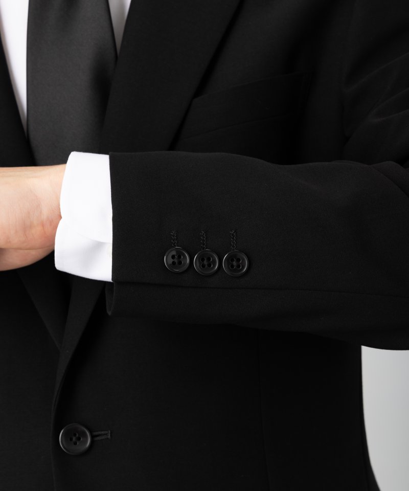 【メンズ夏喪服3点セット】ウール混紡シングルブレスト2Bスーツ&ネクタイセット/BB7