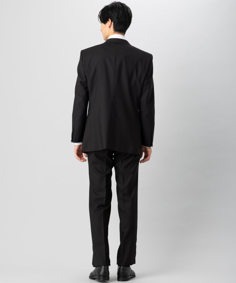 【メンズ準喪服3点セット】50×50混紡レギュラーフィットシングルスーツ&ネクタイセット/A6