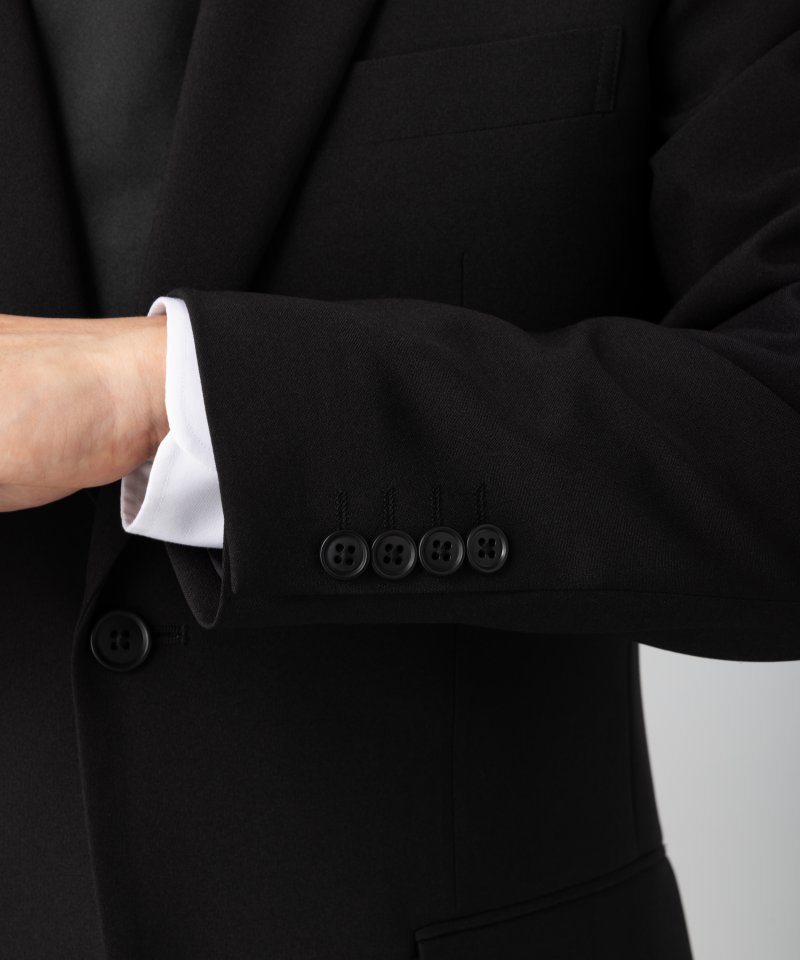 【メンズ略喪服3点セット】2Bレギュラーフィットノータックブラックスーツ&ネクタイセット/Y7