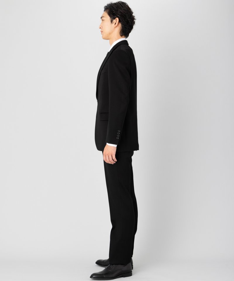 【メンズ準喪服3点セット】濃染TX・スリムフィットノータックスーツ&ネクタイセット/BB8