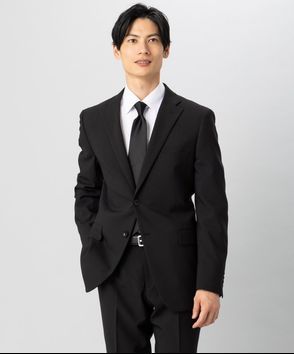 ; 【メンズ略喪服3点セット】2Bシングル・アジャスター付フォーマルスーツ&ネクタイセット