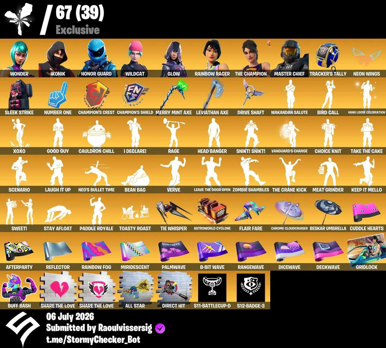 Wonder X Ikonik X Honor Guard X Wildcat - Exclusives