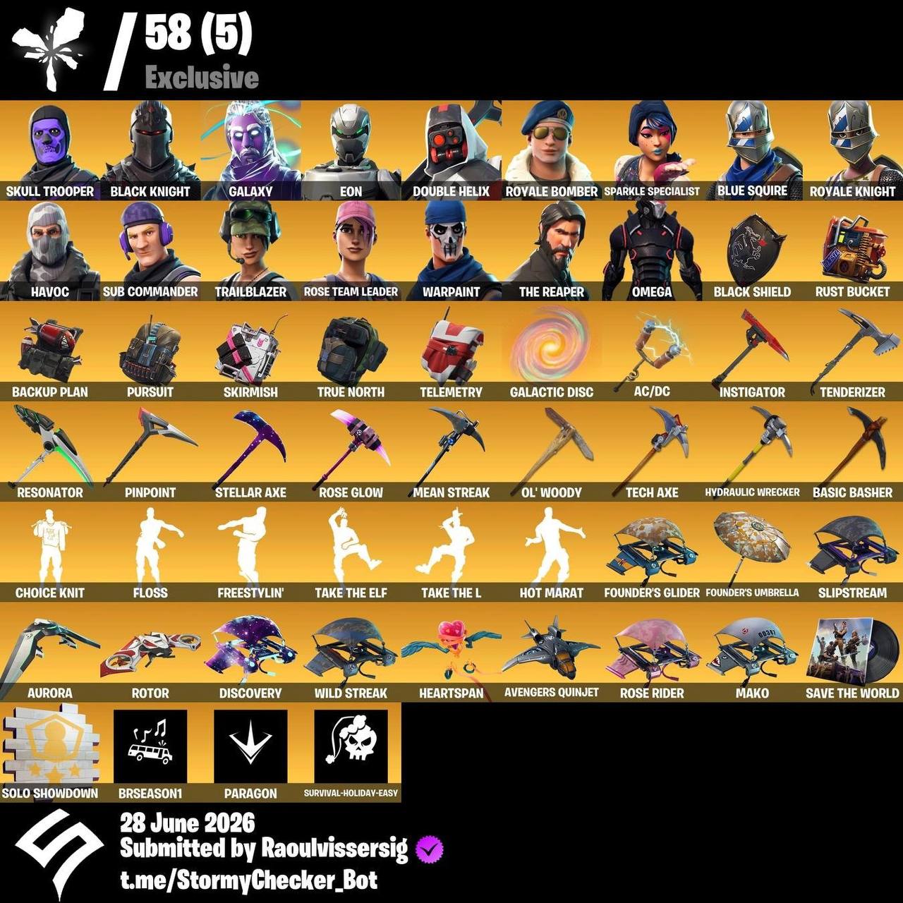 Skull trooper X Black Knight X Galaxy x Eon - Exclusives