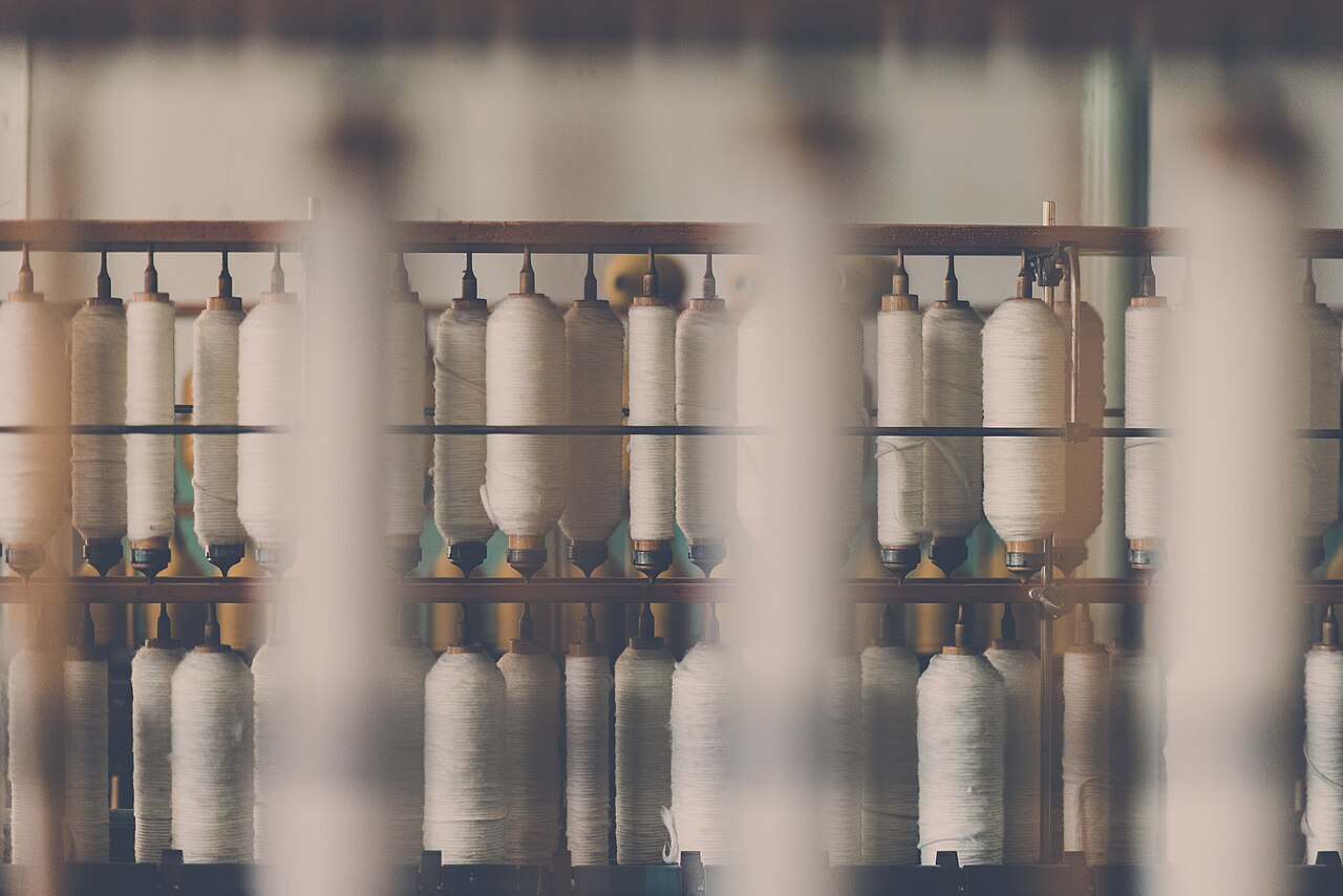 Spools of white thread