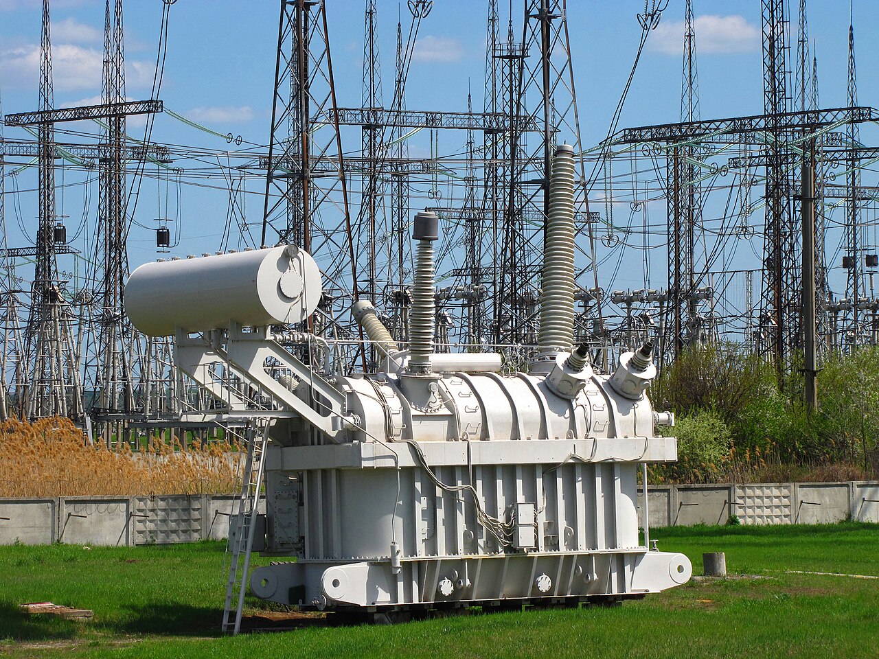 Large power transformer in an electrical substation