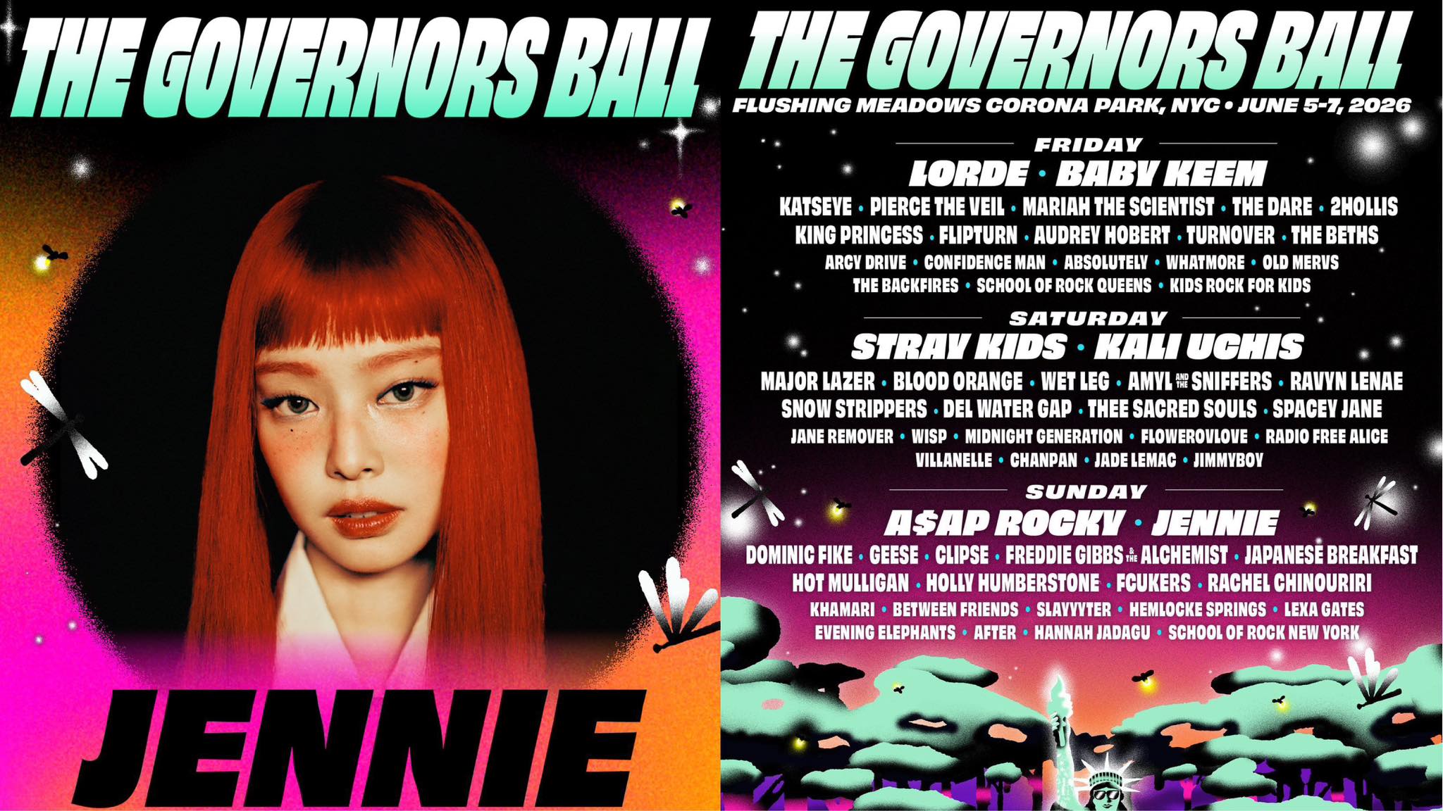 JENNIE confirmée en tête d'affiche du Governors Ball 2026 ! 🗽✨