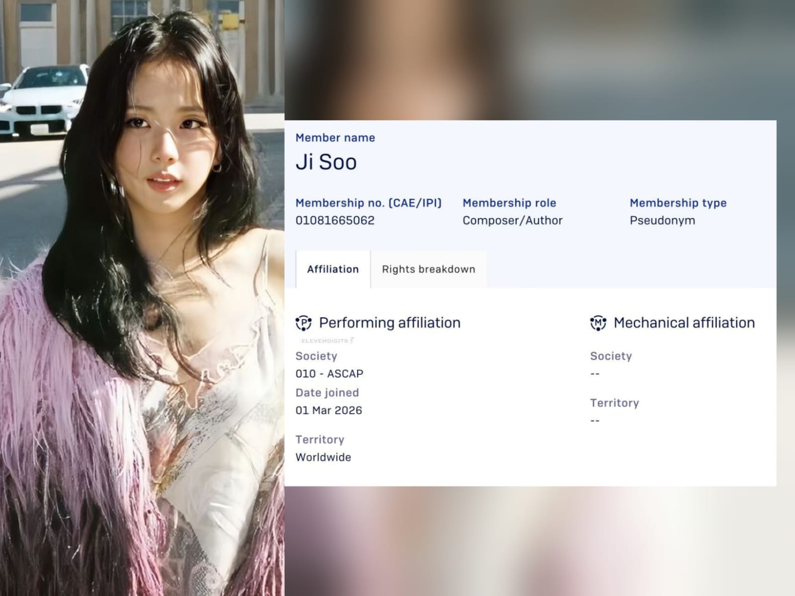 OMG ! JISOO transfère ses droits d'auteur à l'ASCAP !