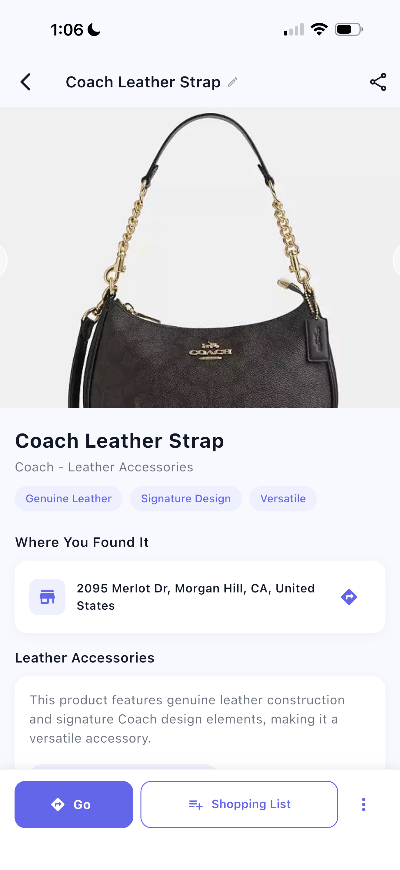 Coach Leather Strap — Coach