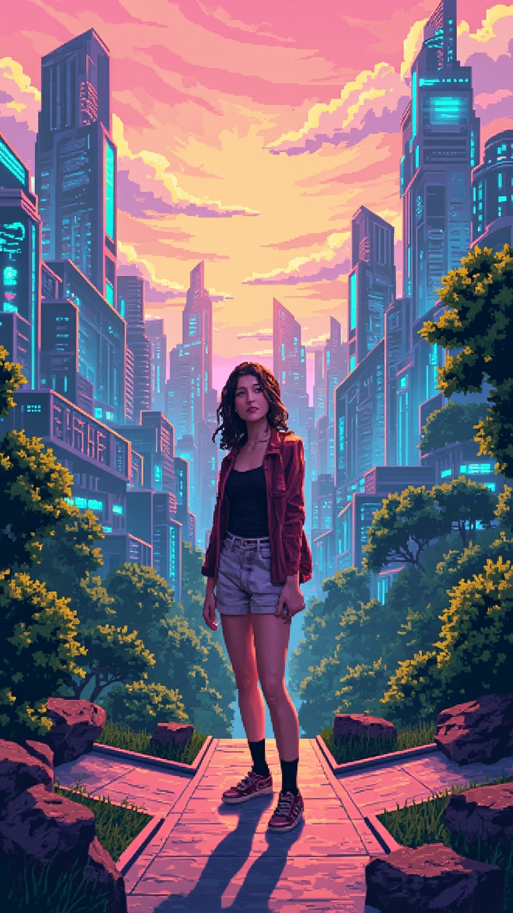 Retro Pixel Art faceless video style example 1