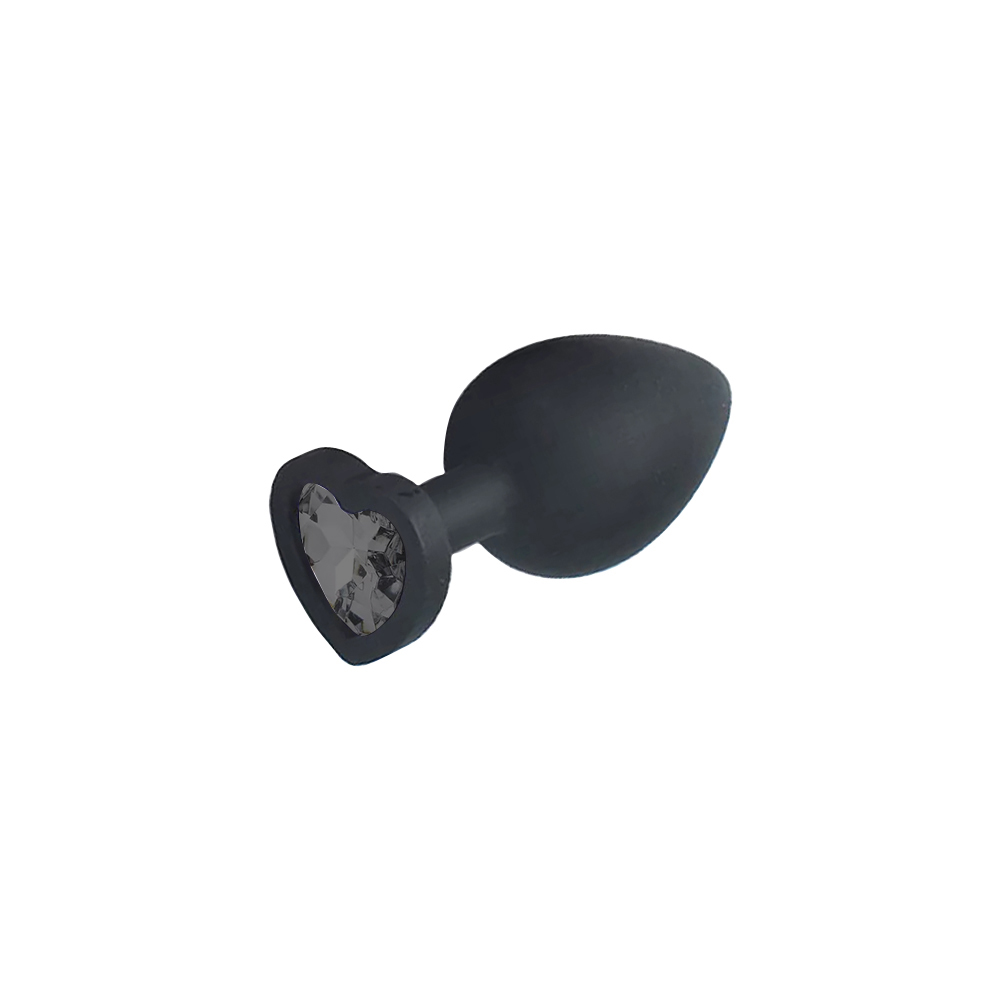 Black Silicone Diamond Heart Butt Plug In Small 2.8 Inch