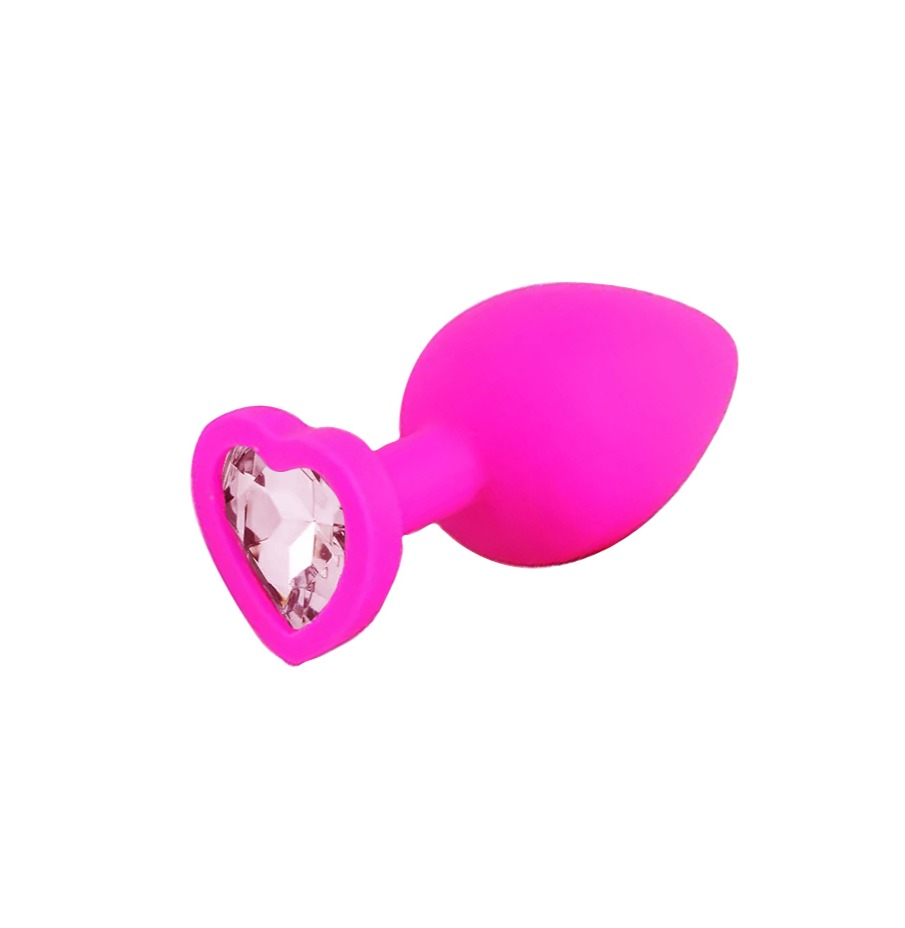 Pink Silicone Diamond Heart Butt Plug In Small 2.8 Inch