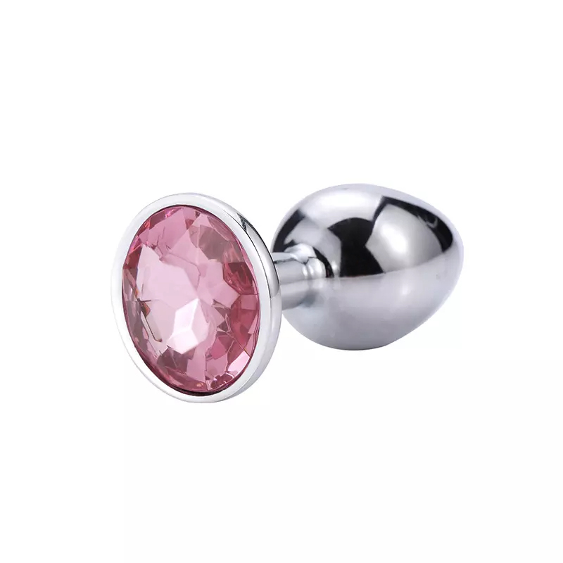 Stainless Steel  Diamond Pink Circle Butt Plug In Small 2.8 Inch